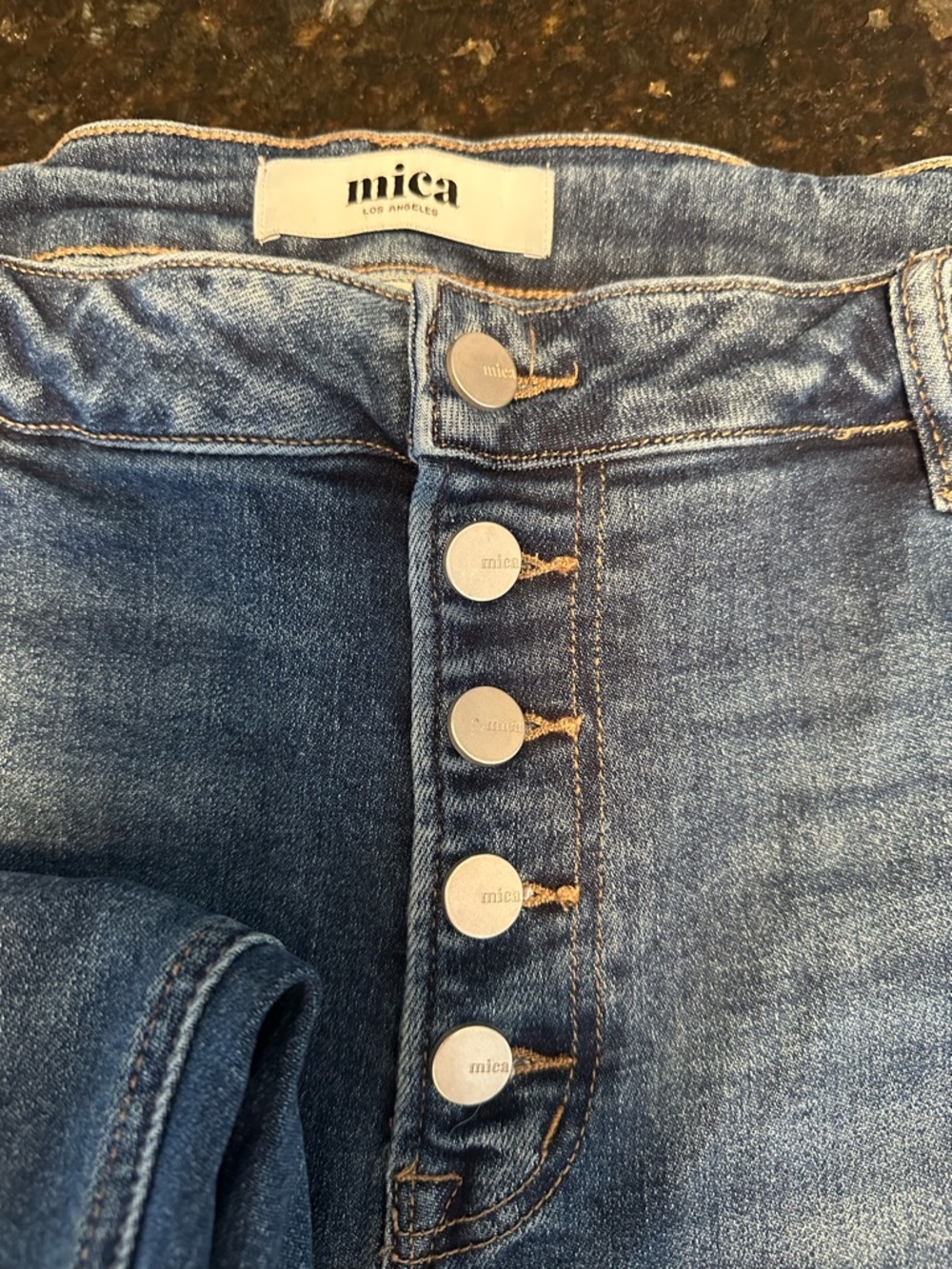 Misa Los Angeles High-Rise Button-Fly Jeans in Medium Blue Denim